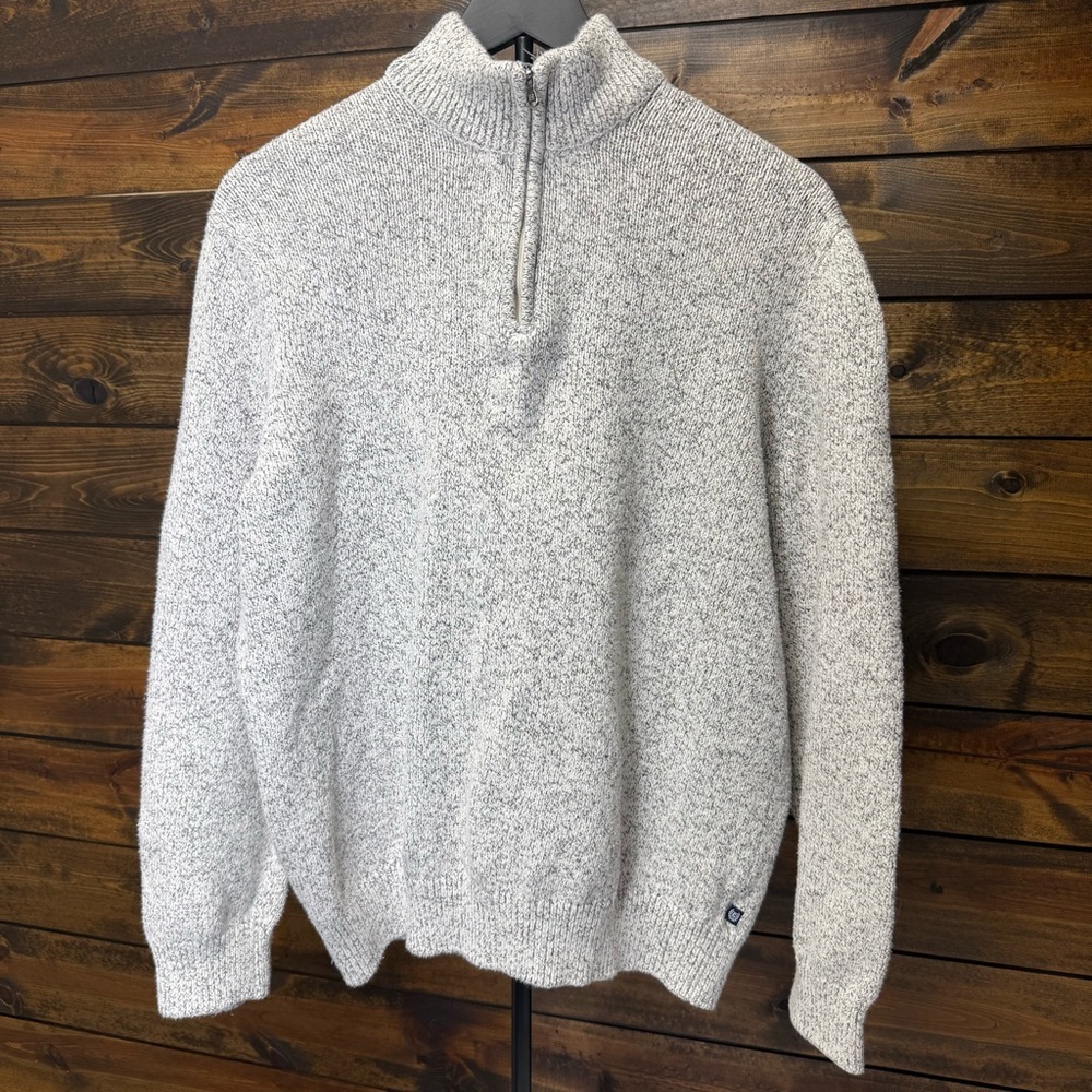 Chaps Men's Heathered light Gray 1/4 Zip-Up Sweater size L